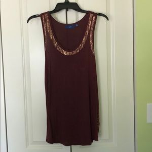 Apt 9 maroon colored gold detail tank